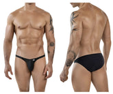 Black textured briefs clever 1846 mantra bikini with subtle ribbed pattern and white brand tag on waistband