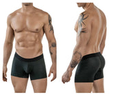 Black clever 1850 laberin trunks boxer briefs with subtle geometric pattern and solid black waistband