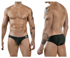 Black patterned briefs clever 1853 laberin bikini with subtle geometric design and white brand tag on waistband