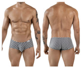 Black and white geometric patterned clever 1856 cuadricula trunks in white cotton for men
