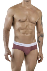 Clever 1863 lecler briefs in grape color feature a clean modern design with maroon and white branding