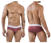Clever 1863 lecler briefs in grape color featuring maroon fabric with a white waistband branded with clever in gray letters