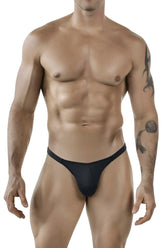 Black mesh thong back view from clever 1865 oomph bikini in black with breathable material and stylish design