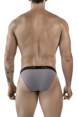 Gray clever 1867 tokio bikini briefs with a black waistband featuring white clever brand name lettering