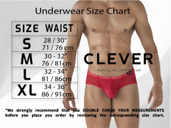 Red clever brand men’s briefs with sleek design featured in clever 1867 tokio bikini color gray product image