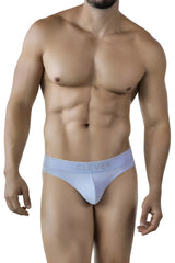 Light blue seamless briefs with subtle clever logo on waistband from clever 2008 raw thongs collection