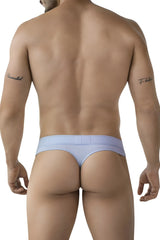 Light blue clever 2008 raw thong underwear with smooth fabric finish shown from the back side