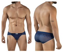 Navy blue mesh briefs with subtle geometric pattern and small brand logo on waistband from clever 2016 mosaico briefs