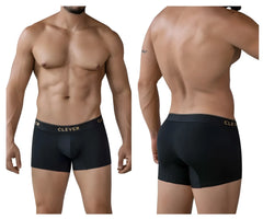 Black clever 2026 valladolid trunks boxer briefs with gold clever logo on waistband in black fabric