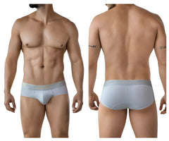 Light blue clever 2028 valladolid men’s briefs with subtle gold logo on waistband in gray color