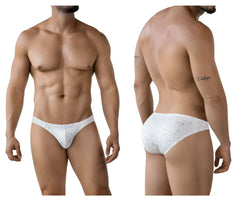White lace-trimmed clever 2039 galaxy briefs with subtle speckled pattern in white cotton blend
