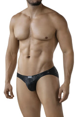 Black clever 2040 luxe briefs in black with lace trim and subtle pattern featuring branded waistband