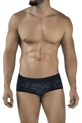 Black clever 2053 militar briefs made of mesh with a subtle geometric pattern shown from the back side