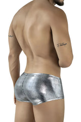 Shiny silver metallic briefs clever 2058 sparkles trunks in black with textured reflective surface