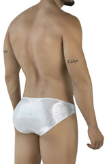 Silver clever 2062 diamond briefs in white lace trimmed fabric with subtle patterned design