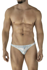 Light blue and white patterned lace thong clever 2063 diamond thongs color blue showing front side