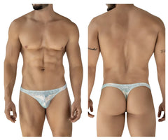 Light blue and white clever 2063 diamond thong with subtle intricate pattern on front side