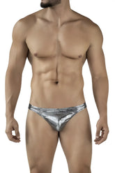 Shiny silver metallic briefs with a textured glittery finish in clever 2072 sparkles thongs color black design