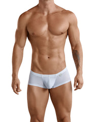 White men’s briefs with a subtle textured waistband and small logo in clever 2 pack australian trunk boxer brief black and white size l