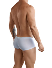Light blue form-fitting men’s briefs with smooth stretchy fabric and minimalist design from clever 2 pack trunk boxer brief
