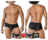 Clever 229947 black mesh briefs with perforated design and contoured cut in australian latin trunks 3pk set