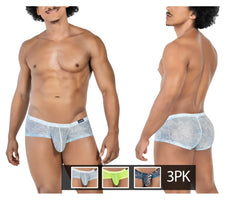 Light blue sheer lace men’s briefs with floral pattern and white trim from clever 229948 Australian Latin trunks pack