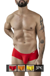 Red men’s briefs from clever 229959 3pk australian latin trunks with snug fit and small brand tag on waistband