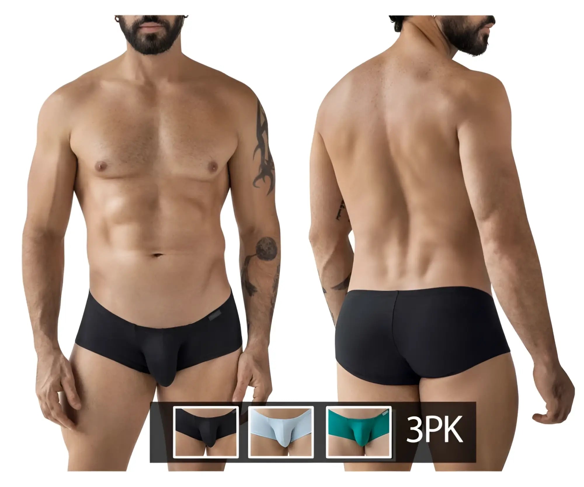 Black men’s clever 229960 3pk australian latin trunks with smooth form-fitting design multicolored briefs