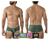 Men’s dark green seamless form-fitting briefs from clever 229961 3pk australian latin trunks multicolored pack