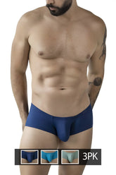 Men’s navy blue briefs from clever 229962 3pk australian latin trunks with smooth form-fitting design and multi-colored options