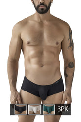 Clever 229963 3pk australian latin trunks black mens briefs with smooth form-fitting design and multi-colored waistband