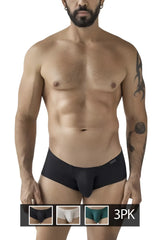 Clever 229963 3pk australian latin trunks black mens briefs with smooth form-fitting design and multi-colored waistband