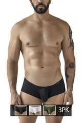 Black men’s briefs clever 229964 3pk australian latin trunks in multi-colored smooth form-fitting fabric with brand tag