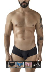 Black men’s briefs clever 229965 3pk australian latin trunks with smooth form fitting multi-colored fabric