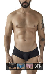 Black men’s briefs clever 229965 3pk australian latin trunks with smooth form fitting multi-colored fabric