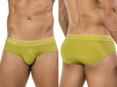 A pair of lime green clever 26012 atenea briefs with a textured waistband featuring the clever brand name in white lettering