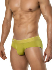Clever 26012 Atenea briefs are sleek olive green men’s underwear with a snug fit and subtle white waistband branding