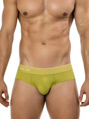 A sleek olive green clever 26012 atenea brief with ribbed waistband and white clever branding