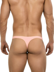 A soft pink ribbed fabric thong with a sleek minimalist design from clever 26020 apolo thongs collection