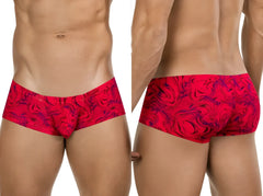 Clever 26026 helion trunks in red feature bold purple marbled pattern men’s briefs with vibrant modern style