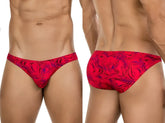 Clever 26028 helion bikini in vibrant red with purple marbled pattern and sleek form-fitting design for bold style