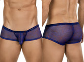 Clever 26033 calipso blue trunks with sheer mesh fabric solid waistband and subtle pattern for bold breathable style