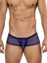 Blue clever 26033 calipso trunks sheer mesh briefs with subtle pattern and solid trim for bold breathable style