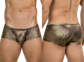 Bronze metallic snake scale patterned clever 26042 atlas trunks mens briefs with bold gold metallic design