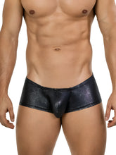 Black shiny textured fabric briefs clever 26043 atlas trunks in sleek black metallic color black with modern design