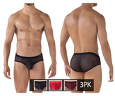 Black mesh clever 519962 brief with solid black waistband part of 3pk australian latin briefs in red black grape colors