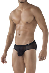 Black sheer mesh briefs with solid black waistband and clever brand name from clever 519962 australian latin briefs set