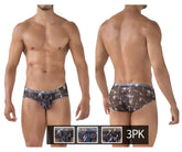 Clever 519963 3pk australian latin briefs in blue and black with black and white patterned sleek modern design