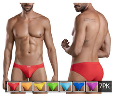 Red clever 519967 7pk briefs with snug fit and small brand logo on waistband in multi-colored fabric