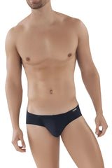 Black clever 5373 australian latin briefs with subtle elastic waistband featuring cleto logo in black color